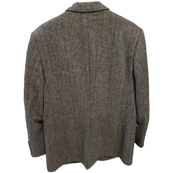 Vintage Joe Namath Signature Collection Gray Herringbone Wool Blazer Size 42R - Picture 2 of 4
